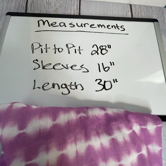 Catherines Blouse Size 2X Petite Purple Pink Soutache Trim Tunic Tie Dye BOHO - Picture 15 of 16